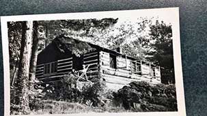 Louise at her log cabin in the bush 1935